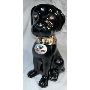 Black Labrador Retriever Mossy Oak Statue Coin Bank Ceramic Lab 9.5" Tall